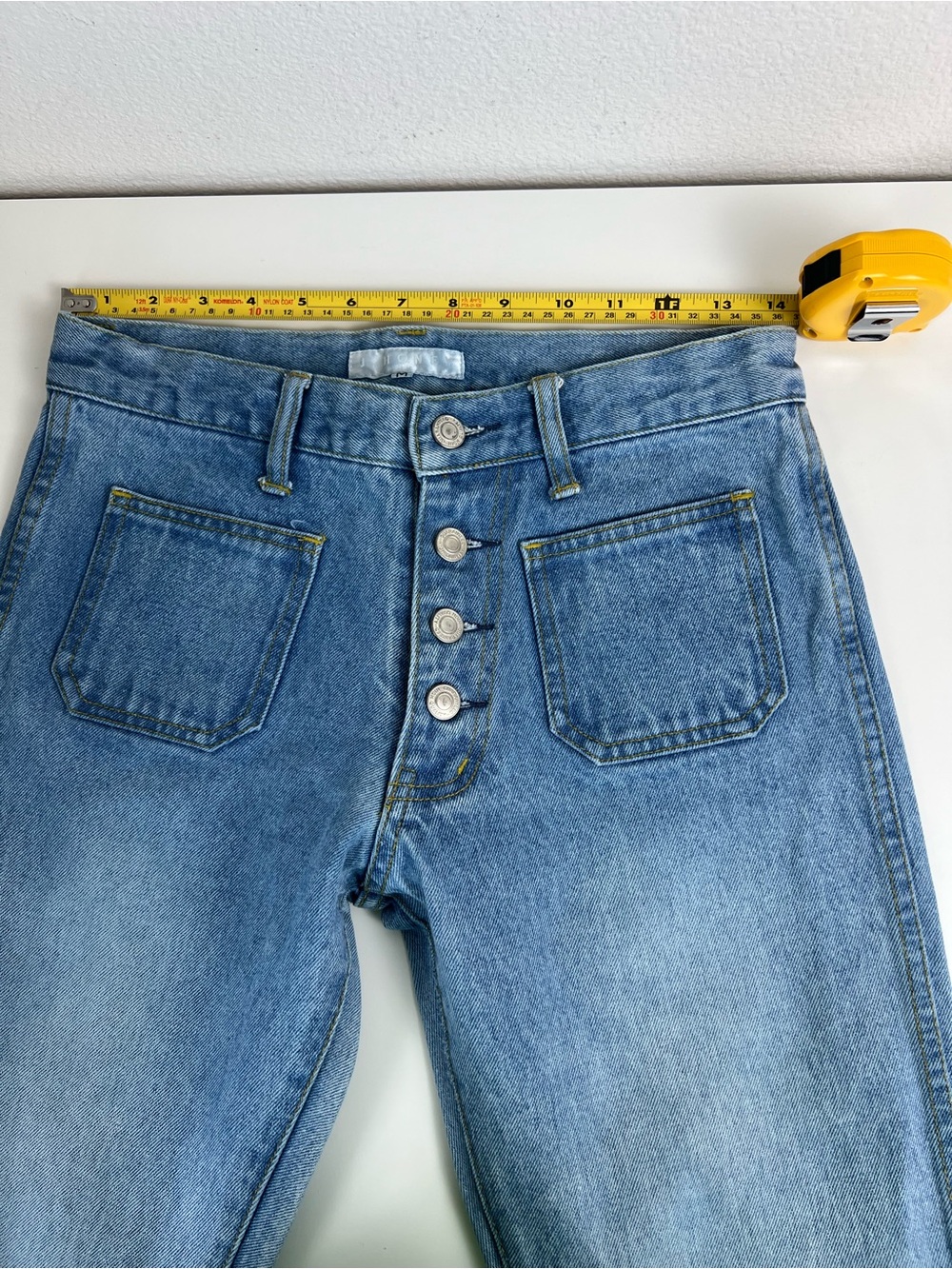 J Honey Japanese Denim Flare Jeans M Bell Bottom High Rise Y2K Boho Hippie 70s - Picture 5 of 7
